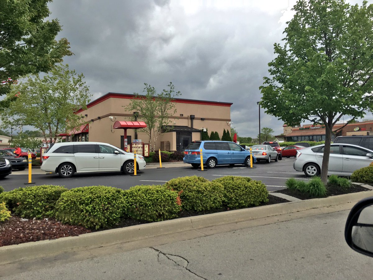 Crazy4ChickFilA's tweet photo. 81 of 100: @CFAWestfield (Carmel, IN). People love @ChickfilA! Double wrapped around drive thru... #ChickFilA100 https://t.co/lyJsHqNwTN