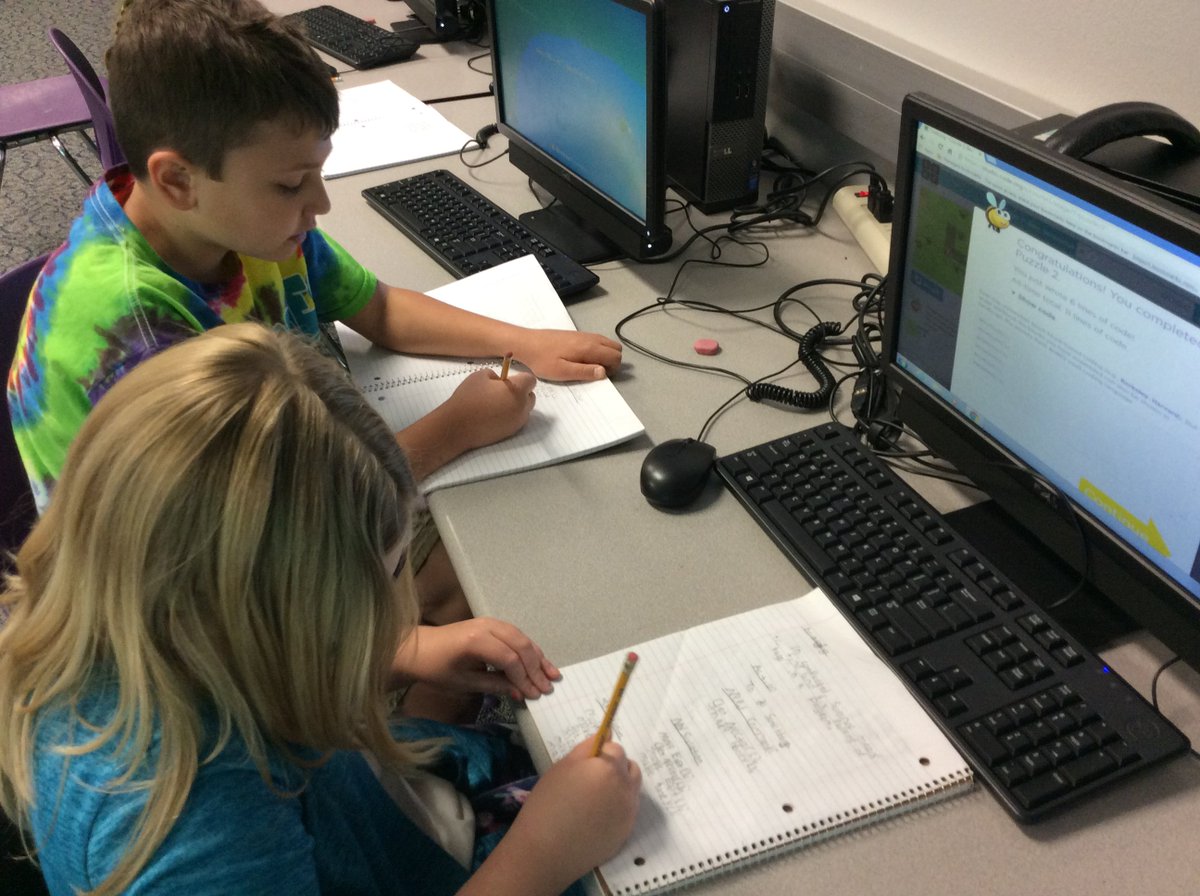 CodingForAll's tweet image. Students thinking about the solutions for the puzzles and writing code on paper first.
@codeorg #hourofcode