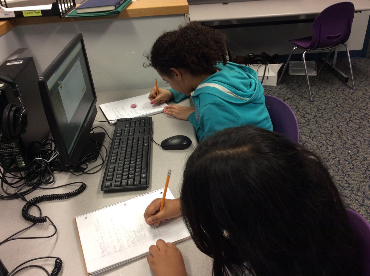 CodingForAll's tweet image. Students thinking about the solutions for the puzzles and writing code on paper first.
@codeorg #hourofcode