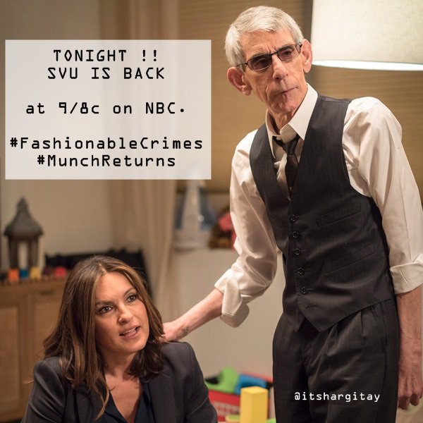 itshargitay's tweet photo. oh my heart, is today...
🙌💪👊🚔❤
#SVU
#FashionableCrimes
#MunchReturns 

@Mariska @MRbelzer @nbcsvu https://t.co/JmHCJkoFku