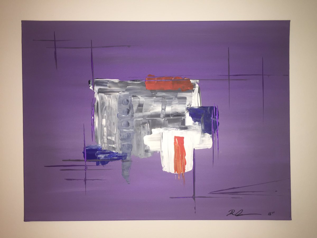 ro3insand's tweet photo. Acrylic oil on canvas 5 colours purple white grey orange blue 24"x18" #abstract https://t.co/nlbrXnlYWR