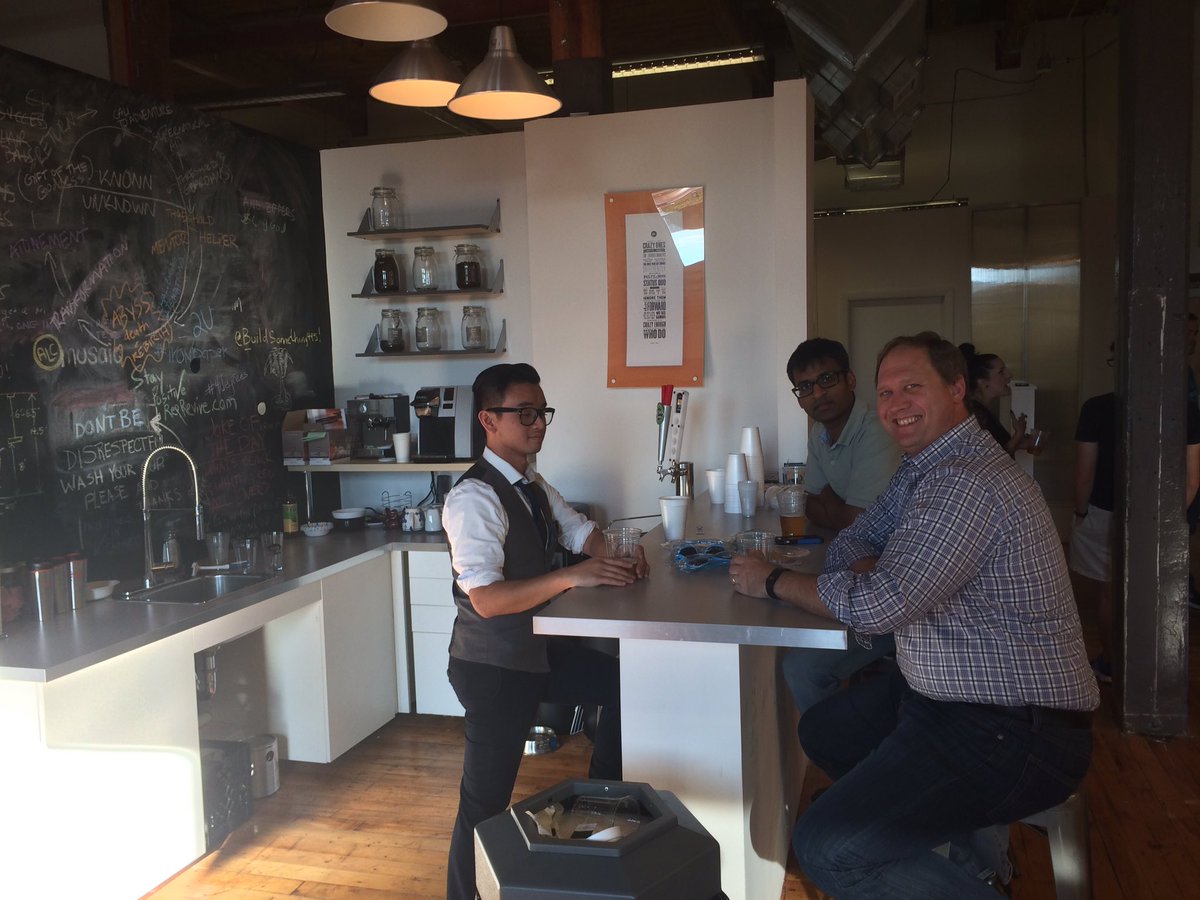 Started out with free coffee <a href="/1MillionCupsCLT/">1MC Charlotte</a> and ending <a href="/IndustryCowork/">IndustryCowork</a> with free beer #clt #startups #life