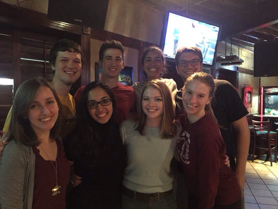 GemstoneSavior's tweet photo. We're so carefree now that our thesis has been turned in! Thanks to @GemstoneCouncil for a great #SeniorAppyHour! 🍗 https://t.co/5uipIGLjTR