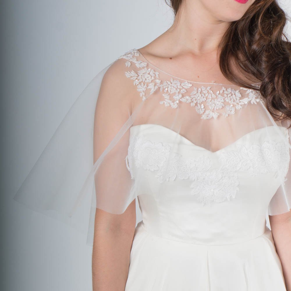 Add a little whimsy with this cute buttercup caplet by #ivy&amp;aster #yegwedding #yegbridal #bridalcape