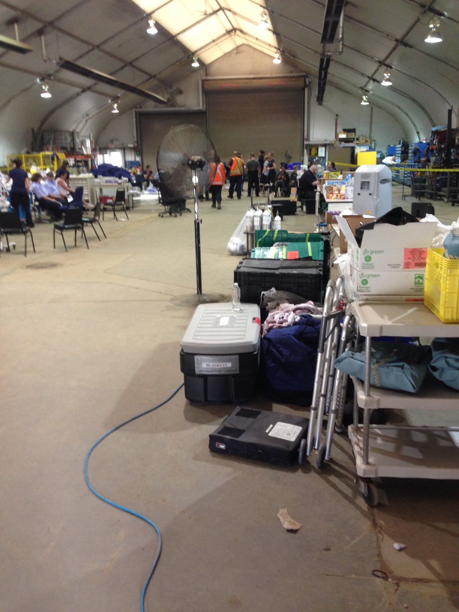 TarynFj's tweet photo. My bro and his buddies r the ground crew @ #suncor #firebag airport. Hanger basically a makeshift medicentre. https://t.co/ANkwQBNiq0