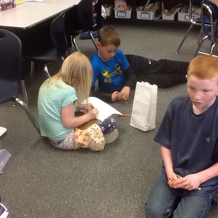 HuffmanJena's tweet photo. These mathematicians are having fun with probability and graphing after reading Wolf's Chicken Stew. https://t.co/IkIzN1I0yw
