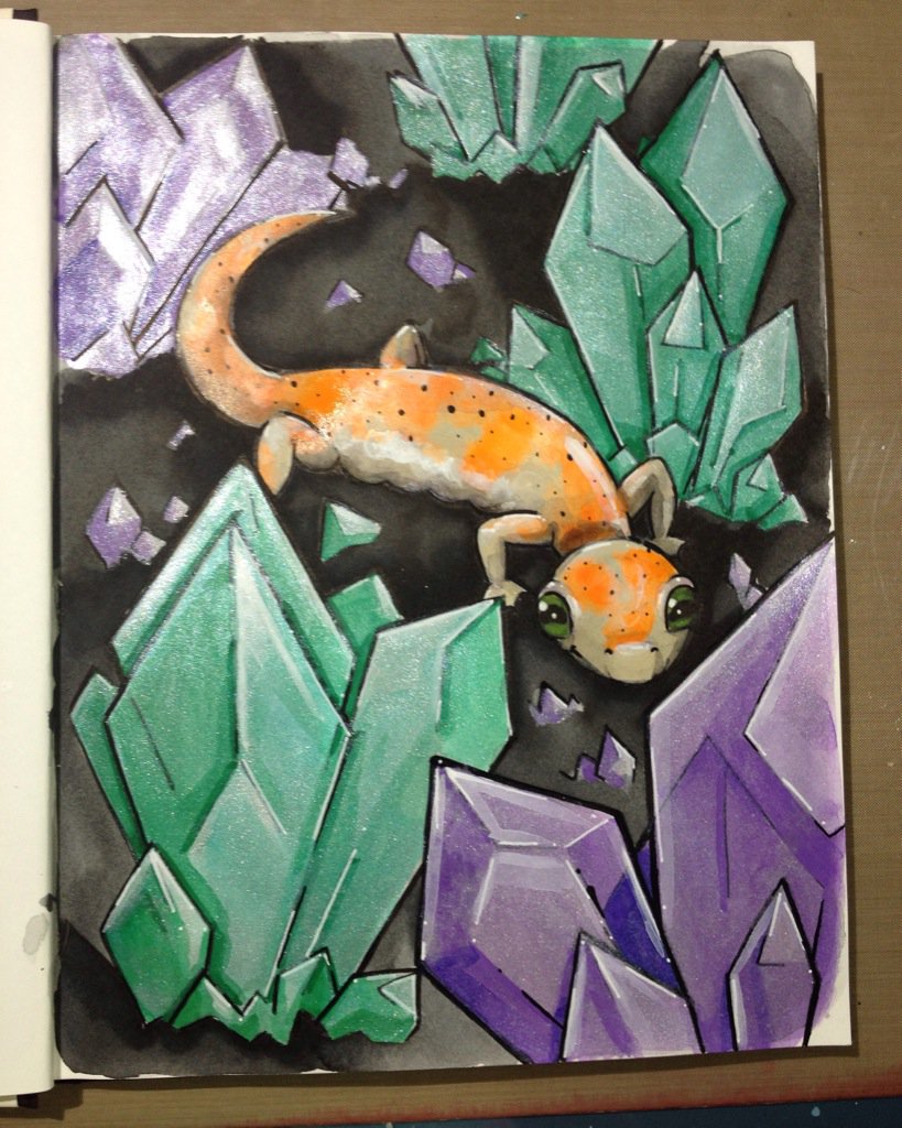 Nattosoup's tweet image. My #SketchBoxChallenge piece for May is finally done! A variety of acrylic options!