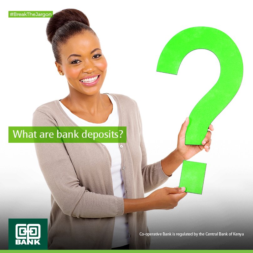 Coopbankenya's tweet image. Good morning!

Let us #BreakTheJargon!  What are bank deposits?
This is money placed in a bank for safe keeping. 1/3