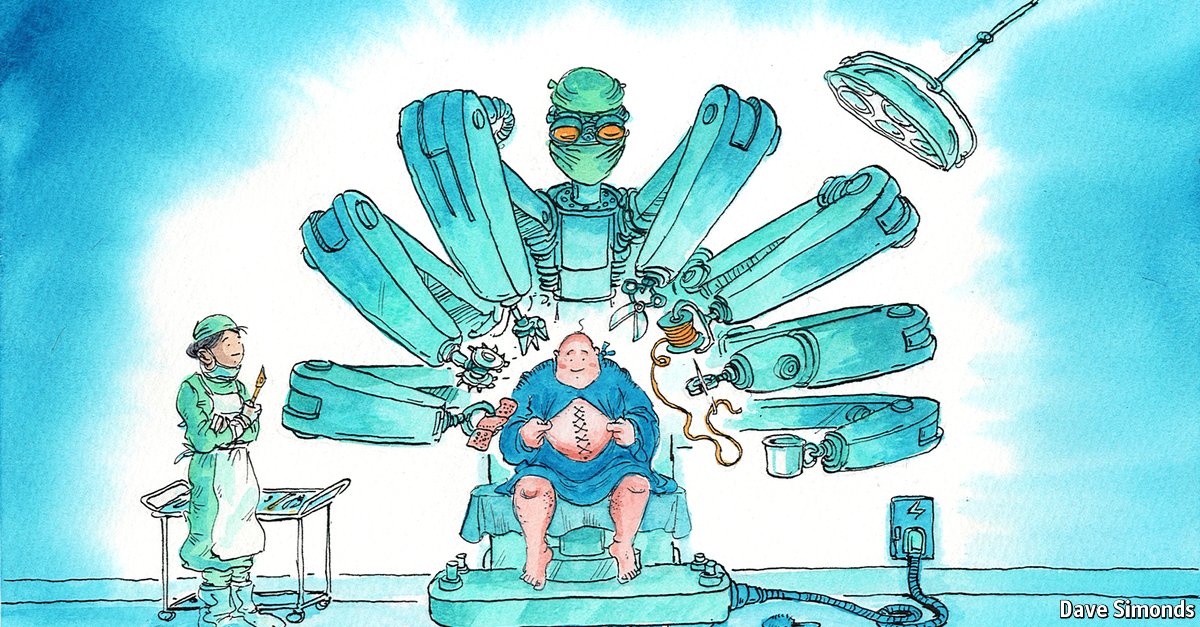 TheEconomist's tweet photo. Operations performed by machines could one day be commonplace—if we're willing to trust them https://t.co/s3Uy403lSx https://t.co/LXGa6dTsps
