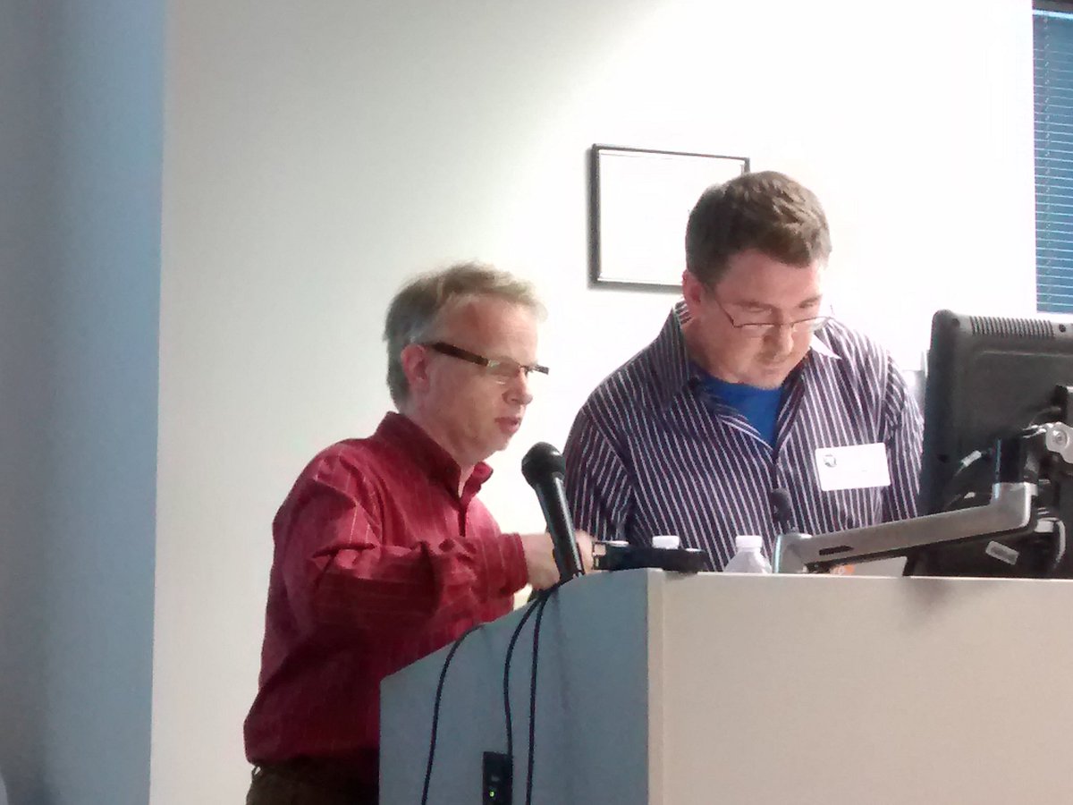 cnromaine's tweet image. Ken Benjamin and @softcraftsman at @cmapug last night. Great presentation (and code) about @milknotesapp