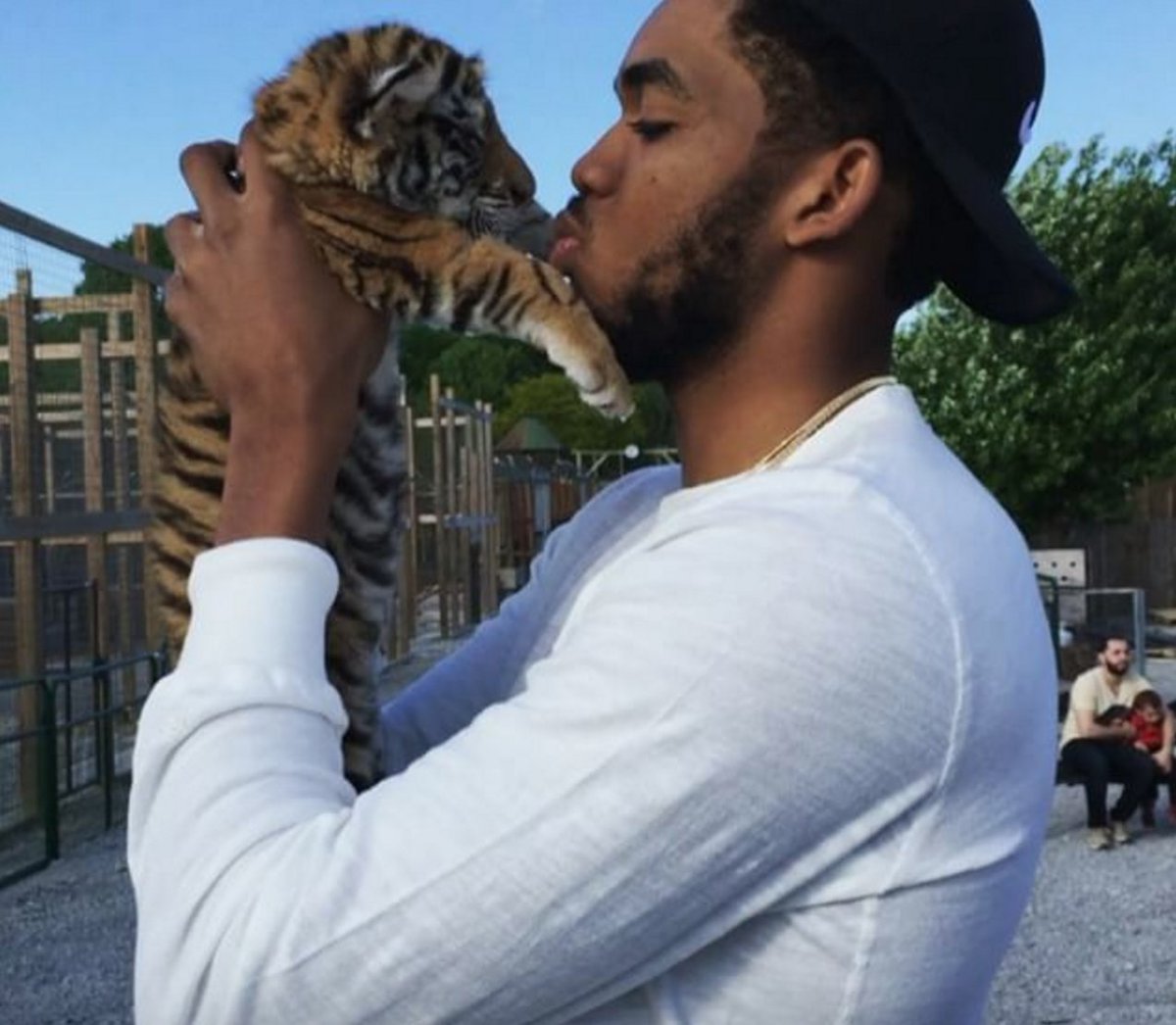 sicksports's tweet photo. .@KarlTowns will kiss a baby tiger, but not a baby timber wolf? https://t.co/3rWuxPh83p https://t.co/XU7Gv3UuaD