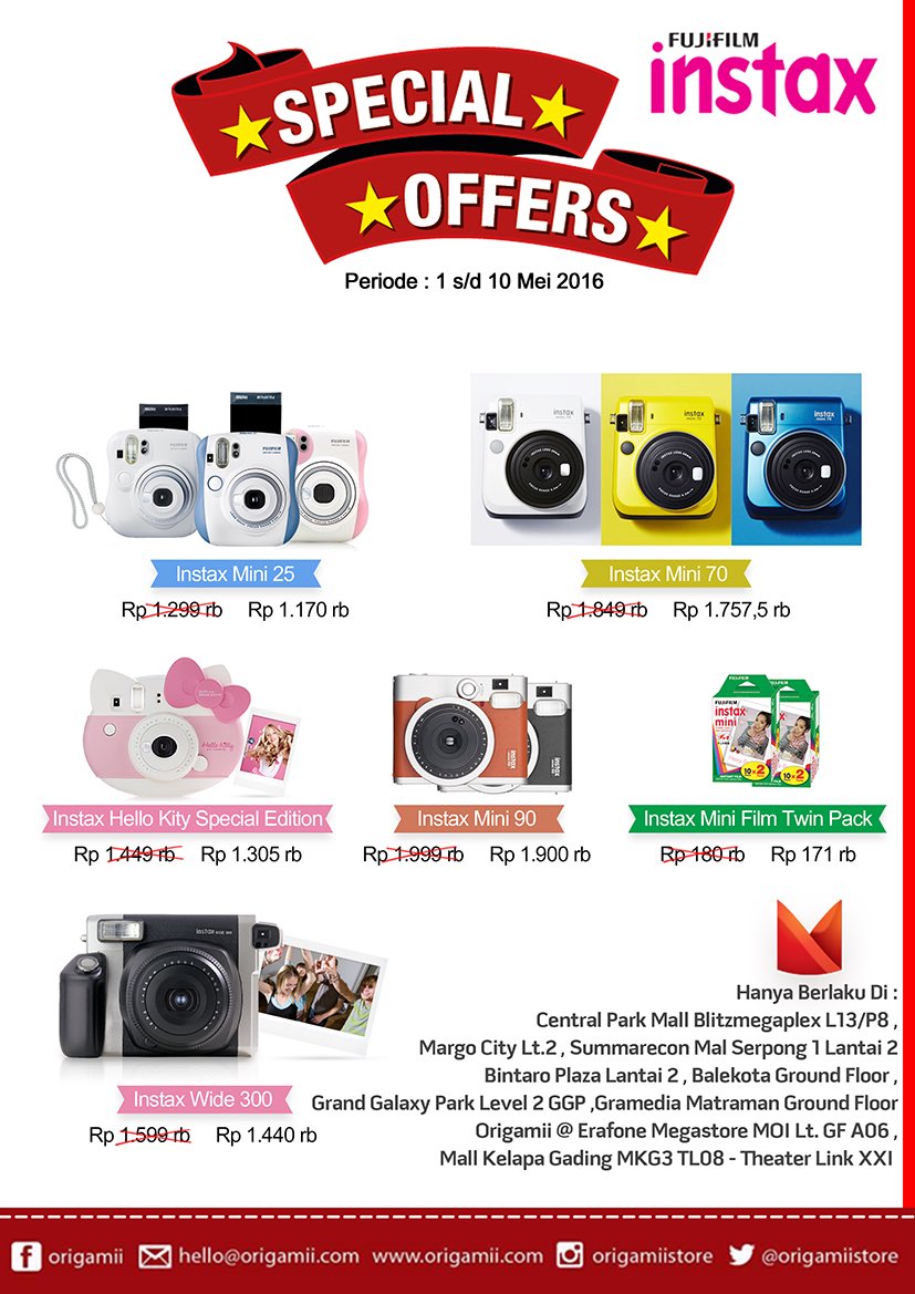 Special promo for Fujifilm Instax Camera, only Origamii Store. Grab it fast!!