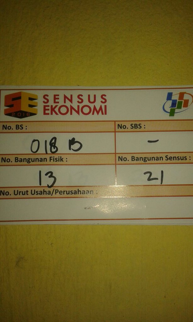 5 Mei 2016.Setelah disensus,pastikan stiker tertempel dibangunan anda #pelaksanaanSE2016jakbar #sensusekonomi2016