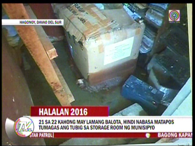 TVPatrol's tweet photo. #TVPatrol 21 sa 22 kahon ng balota, hindi nabasa sa tumagas ang tubig sa storage room  #Halalan2016 | Maira Wallis https://t.co/AUo9JOyaXd