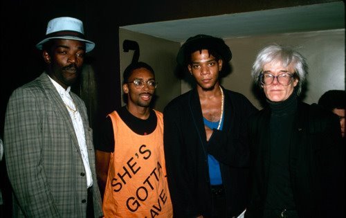 #Fab5Freddy, #SpikeLee, #JeanMichelBasquiat & #AndyWarhol at 'She's Gotta Have It' premiere in NYC (1986)