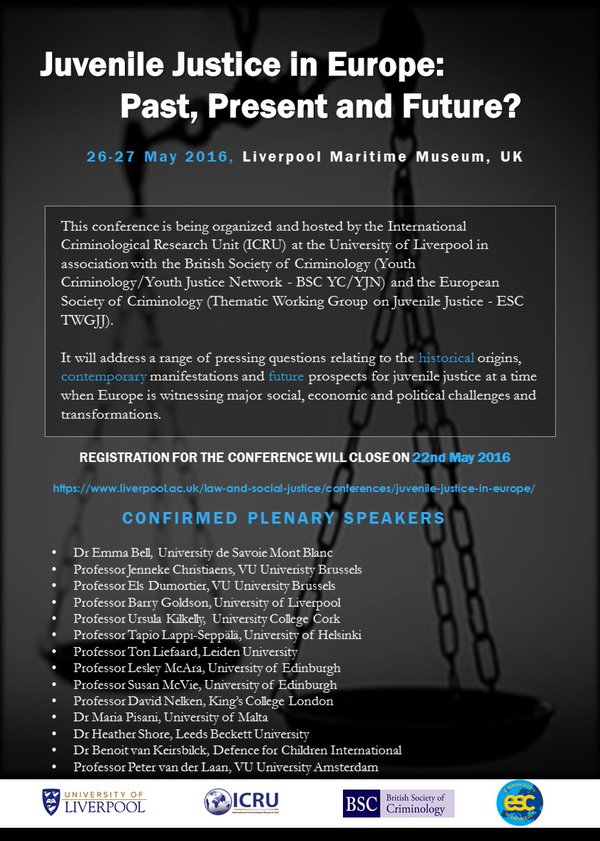 histchild's tweet photo. Interested in crime, justice &amp; the young? Registration now open for this conference (via @emmadwatkins) https://t.co/x4Rdj8bQqE