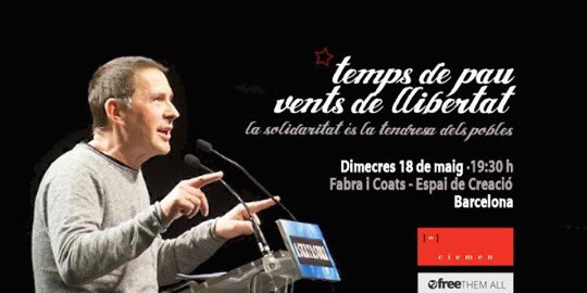 Time for peace, winds of freedom. Open debate with Arnaldo Otegi. 18 May, 19:30h, Barcelona ciemen.cat/especials/oteg…