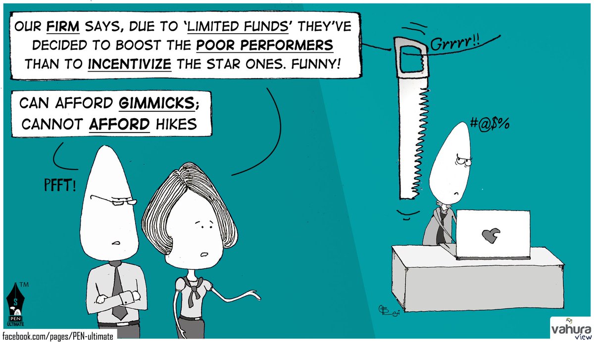 Vahura's tweet image. Story of every firm with "limited funds" - can afford gimmicks,not hikes *sigh* #VahuraView #LegalHumour #JustForFun