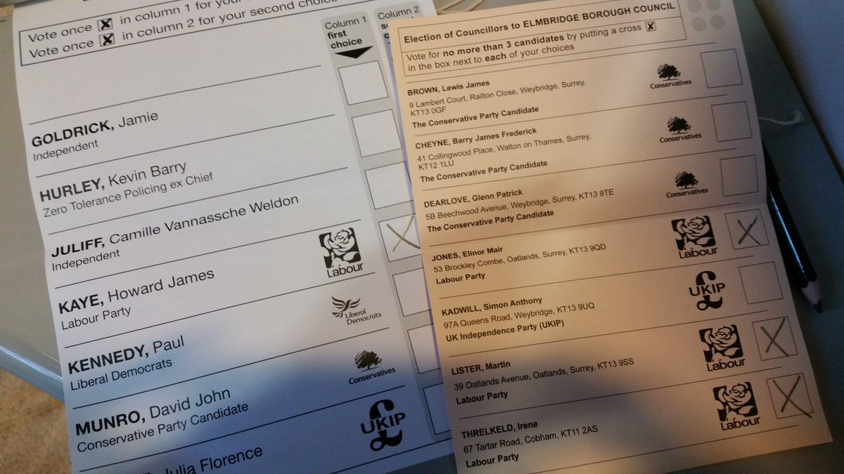 OatlandsLabour's tweet photo. This is how to complete your ballot paper today in #Oatlands Park. @HKaye_LabourPCC @SurreyLabour @WeybridgeLabour https://t.co/EyrJEMM5cp