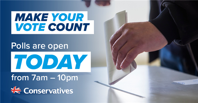 #VoteConservative for a better &amp; brighter future. Polls are open until 10pm. RETWEET bit.ly/21zicik