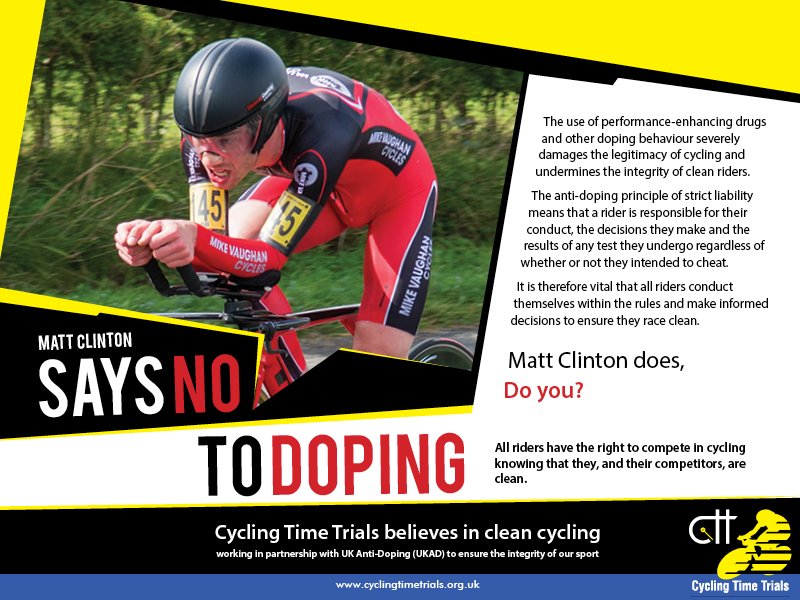 Cycling_T_T's tweet photo. Matt Clinton says no to doping. You should too. @ukantidoping @Cycling_T_T https://t.co/Wqov16Ehw0