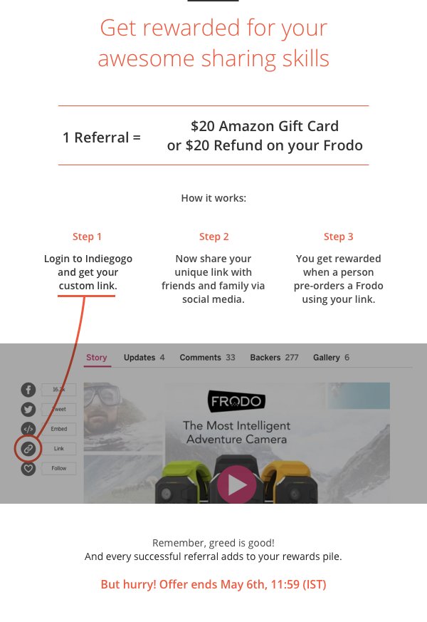2 days to go to claim your free Frodo!Make the most out of it and get your referral code now!igg.me/at/frodocam/x/…