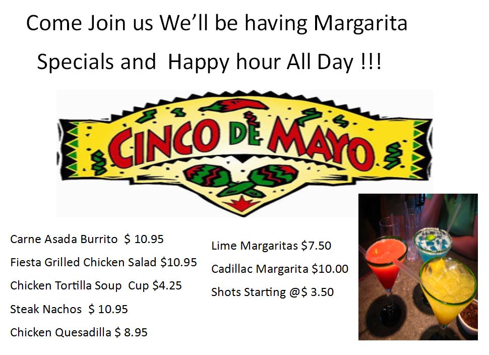 SimondsGolf's tweet image. Check out our ALL DAY specials for Cinco de Mayo. Hope to see you here