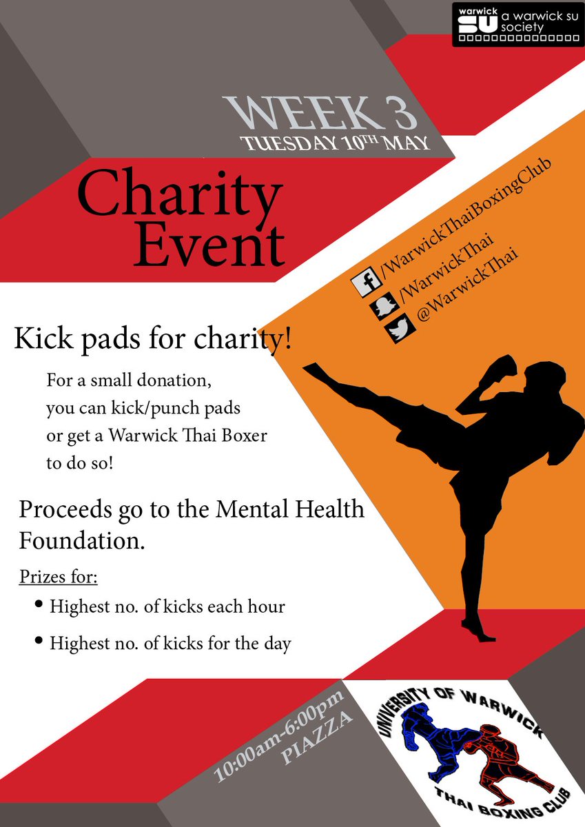 Come on down to the Piazza next Tuesday and kick/punch pads for charity!