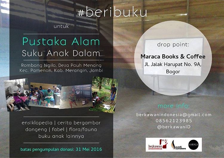 #BeriBuku Untuk Pustaka Alam

Ayo bantu kawan-kawan kita untuk bisa membaca lebih banyak buku. 

Info: 08562123985