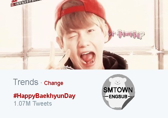 SMTownEngSub's tweet photo. #HappyBaekhyunDay reaches 1,000,000 tweets on Twitter https://t.co/HZcJrJK7vZ