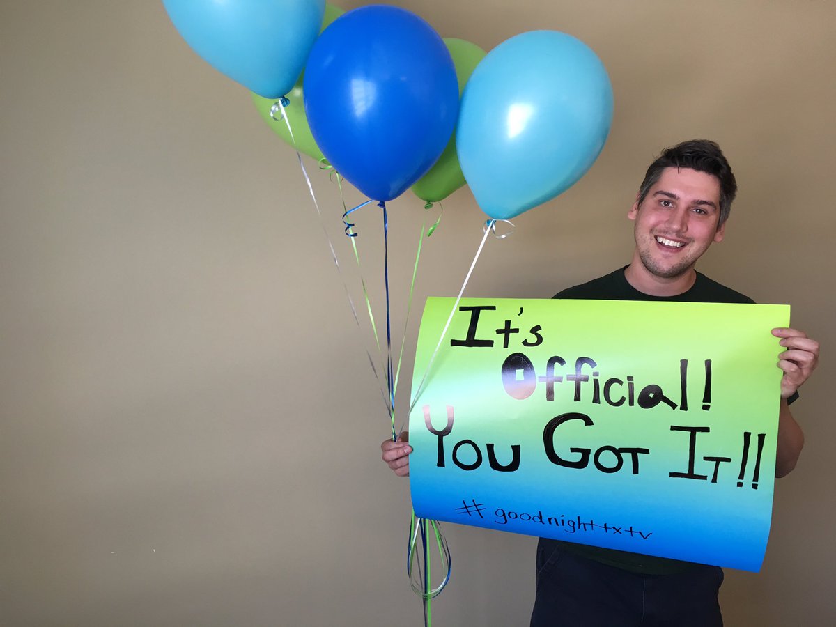 I'm officially host/producer of <a href="/GoodNightTXtv/">Good Night, Texas!</a>, a new #ATX late night show! We're all gonna be on TV! #GoodNightTXtv