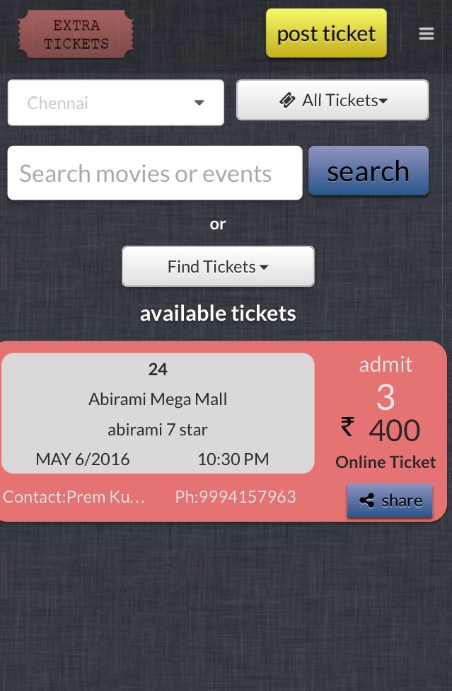 ExtraTicketsNet's tweet photo. #ExtraTickets available for #24themovie for tomorrow night show at Abirami Cinemas, Contact  number provided. https://t.co/xPvLZv7Lw0