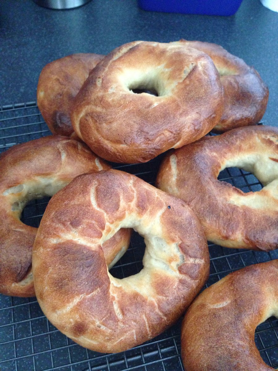 RistoferRomas's tweet photo. @bakingjames had a pop at making your #bagels from the awesome #brilliantbread book - oven too hot though #tryagain https://t.co/0Nf8pOI5wA