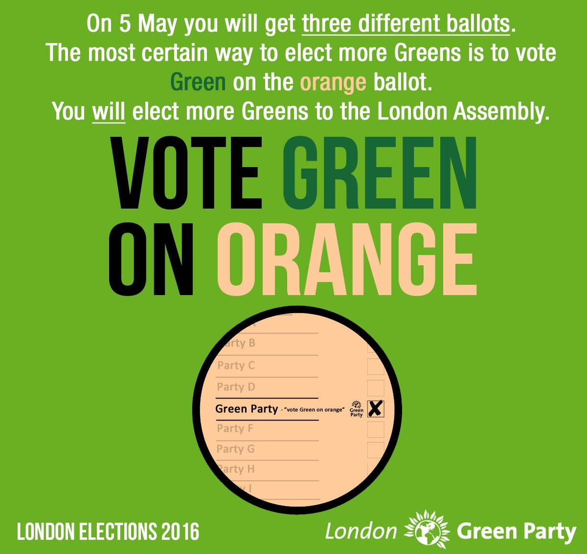 OK folks so please help us to get #VoteGreenOnOrange trending!  Let's turn London Green - please RT