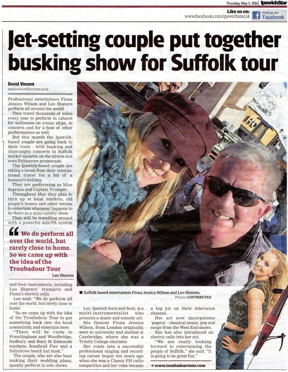 'Jet-setting couple put together busking show for Suffolk tour' - @ipswaterfront @VictorBargeWes @SuffolkTouristG