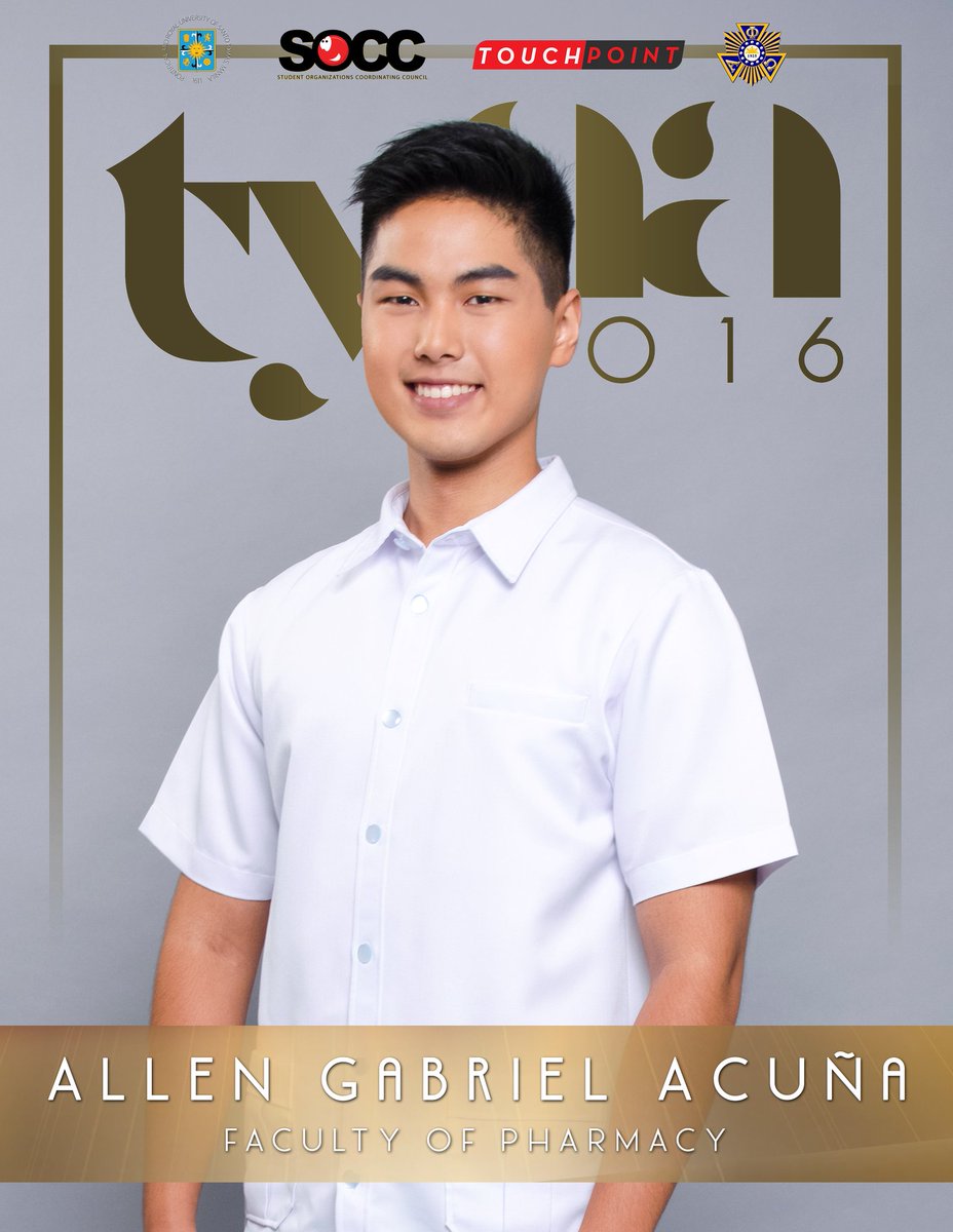 TheUSTSOCC's tweet photo. FACULTY OF PHARMACY

Ms. Julyan Jazmine P. Leonida
Mr. Allen Gabriel O. Acuña
#TYAA2016 https://t.co/FyANwK1VPQ