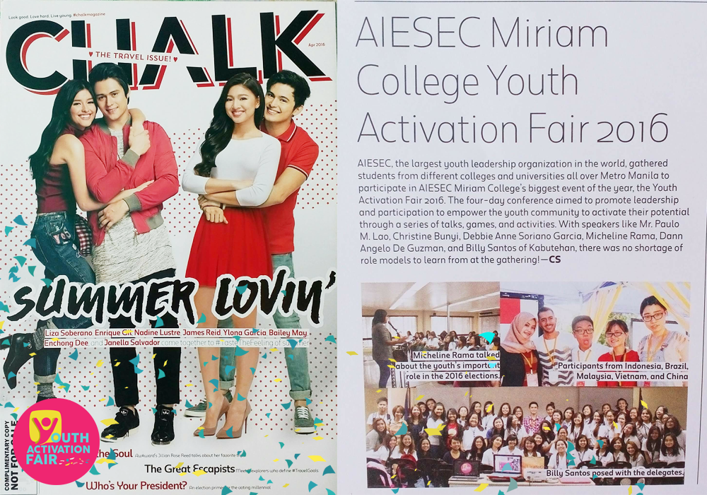 YAF2016's tweet photo. Grab the newest issue of CHALK magazine and get the chance to relive the Youth Activation Fair 2016 experience! https://t.co/d31aESIsB2