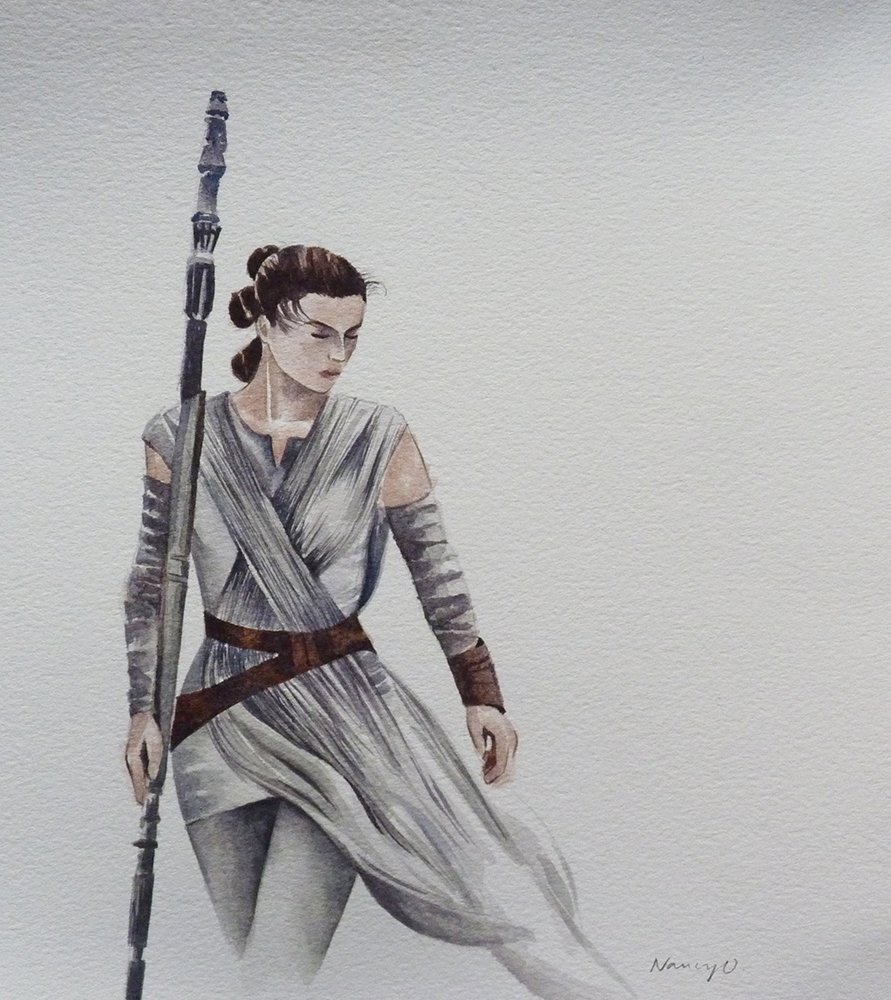 o_nancyo's tweet photo. @_DaisyRidley_ Rey from Star Wars in watercolour #MayThe4thBeWithYou #illustration #nancyo #painting https://t.co/wj5uqYspKO