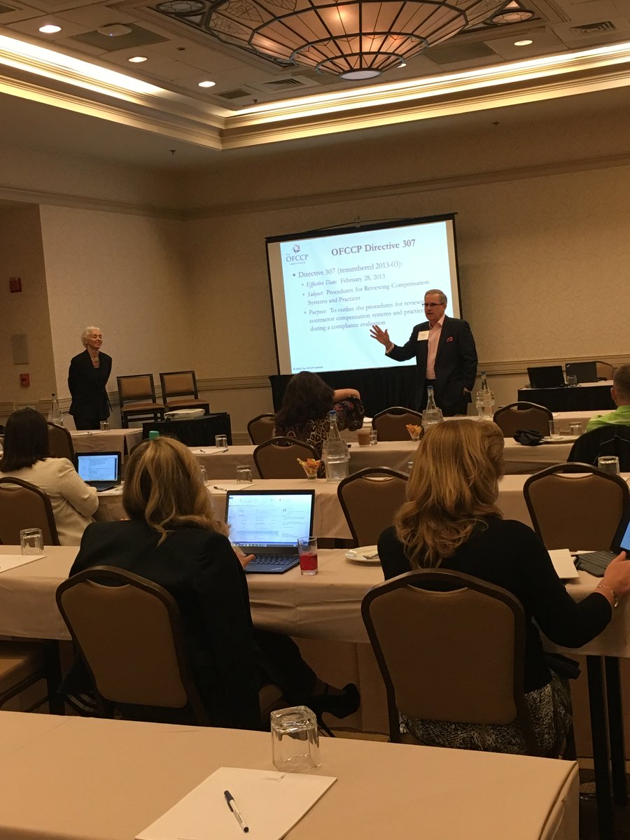 fortneyscott's tweet photo. Day 2 of @ofccpinstitute conference: @fortneyd and @ValHoffman begin with presentation on systemic compensation. https://t.co/PwqAq0akDk