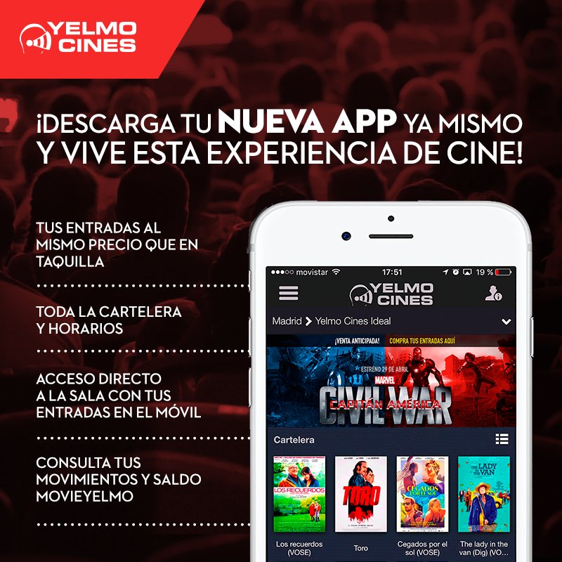 CineYelmo's tweet photo. Descarga nuestra nueva APP  y compra tus entradas para la #FiestaDelCine a partir del domingo ¡al mismo precio! https://t.co/kkIxgNGoeN