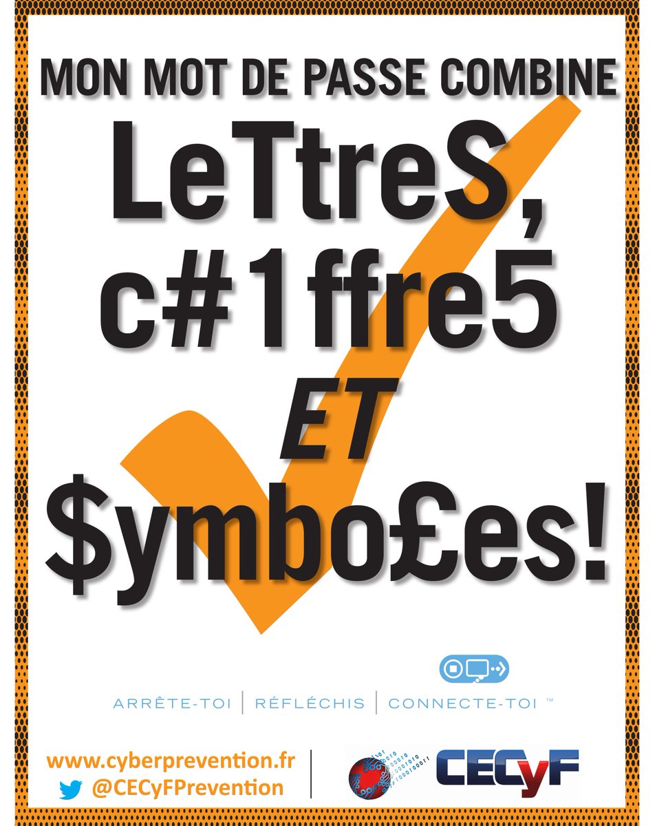 CECyFPrevention's tweet photo. Conseil #5 Votre mot de passe est composé de lettres majuscules et minuscules, symboles et chiffres #ChatCyber https://t.co/oOZIGWeKjt