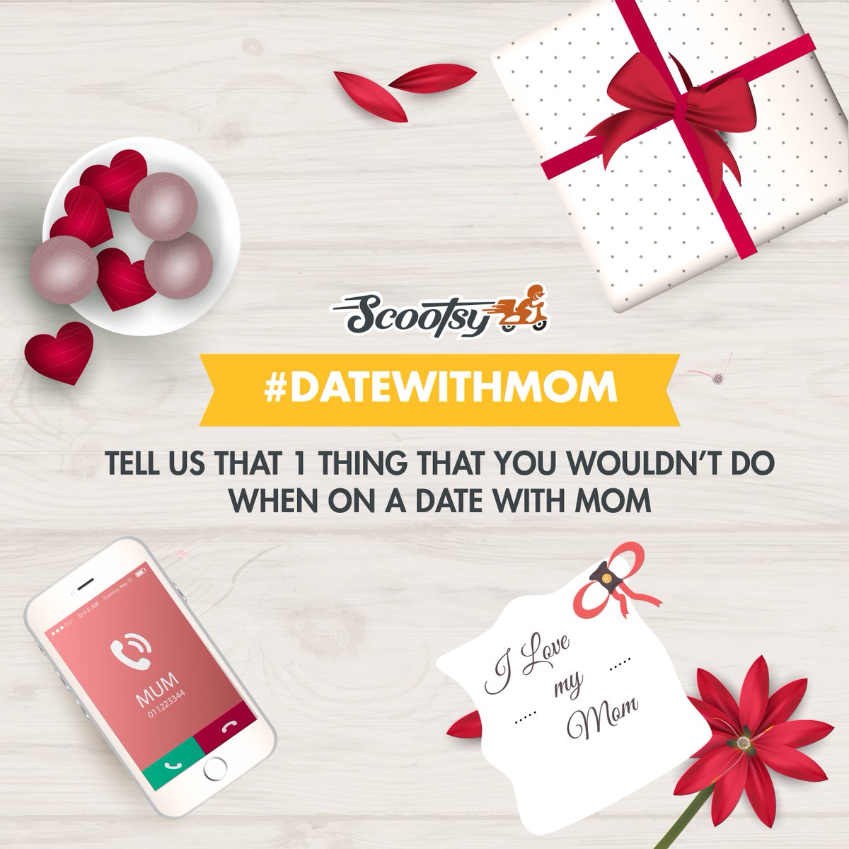 ScootsyIt's tweet photo. Participate in Scootsy's #MothersDay #contest &amp; win* an exciting hamper. Use  #DATEWITHMOM to enter. *T&amp;C's apply. https://t.co/xumfYOg091