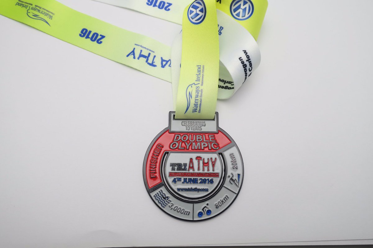 TriAthy finishers medals ... They're fab. Hard earned but fab! @waterwaysirelan <a href="/tri_ireland/">Triathlon Ireland</a> <a href="/AthyTown/">Athy Town</a> <a href="/KildareCoCo/">Kildare County Council</a>