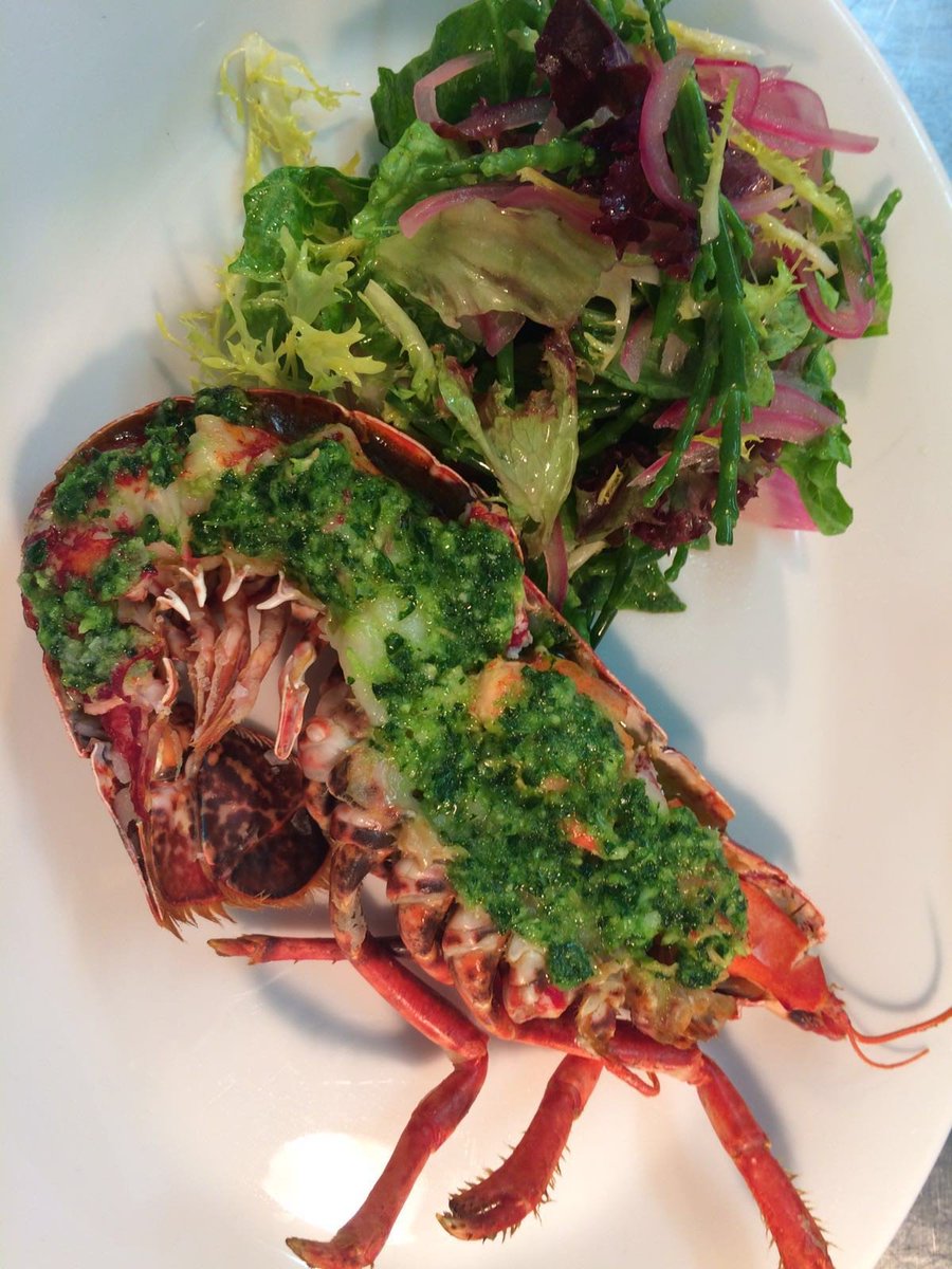 WEEKEND SPECIAL:Half grilled native lobster! #garlicbutter #triplecookedchips #samphiresalad #lobster #fresh #fish