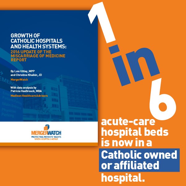 MergerWatch's tweet image. MergerWatch released a report today detailing the growth of Catholic healthcare. Read here tinyurl.com/grdkd4x