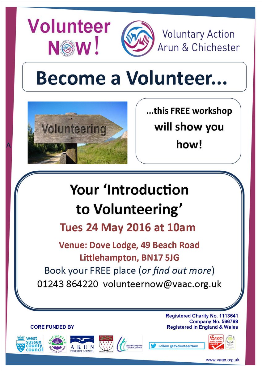 Free Volunteering workshop, 24th May in #Littlehampton <a href="/Litt1ehampton/">Littlehampton</a> <a href="/LhamptonForum/">Littlehampton Forum</a> <a href="/LoveLittlehampt/">Love Littlehampton</a> <a href="/BN17Talk/">Littlehampton Talk</a>