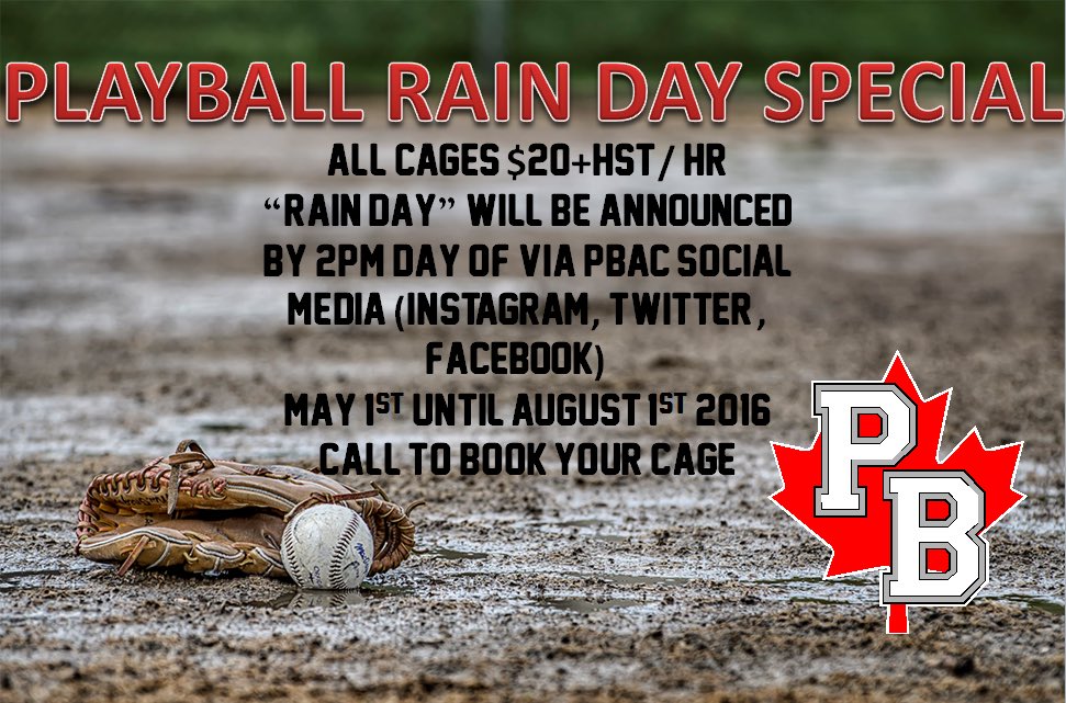 PBACanada's tweet photo. Save $20 when you rent a cage for an hour on those rainy days! https://t.co/nMpnO80rJz