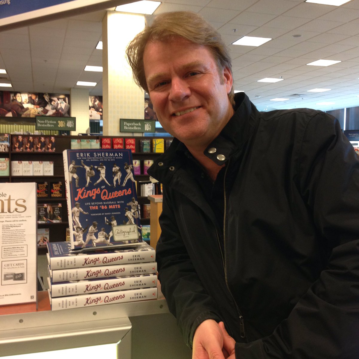 bnstamford's tweet image. @shermbaseball stopped in to sign copies #kingsofqueens #nymets #bnbookishlove #eriksherman #1986mets #letsgomets
