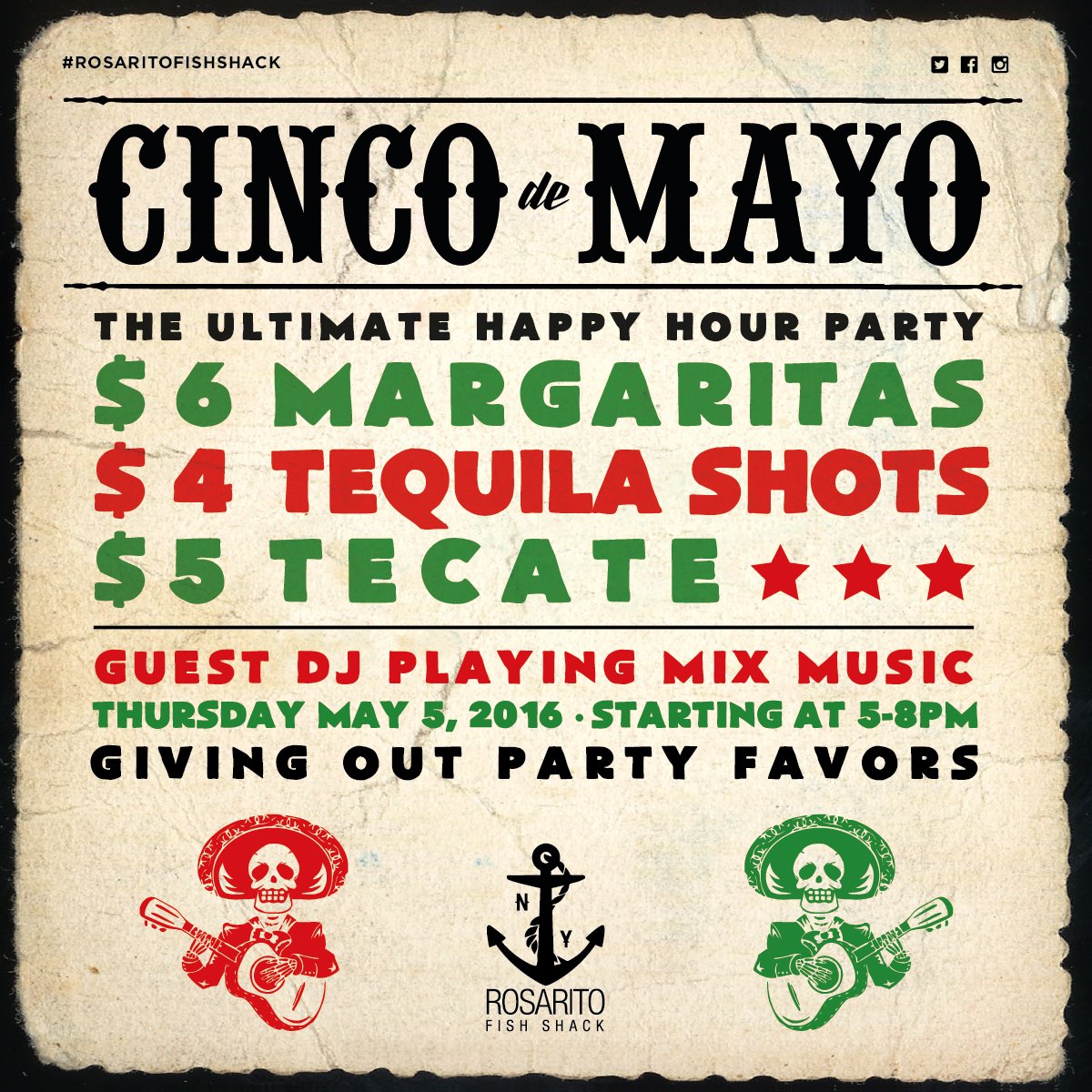 The day has finally arrived! Join us tonight for #CincoDeMayo epic fiesta! Music + drinks starting at 5 PM #Rosarito