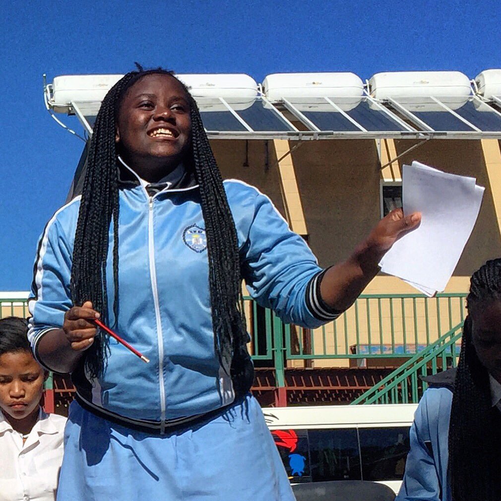 NatureConnectSA's tweet photo. A learner from Malibu HS, enthusiastically debating the pros &amp; cons of a theoretical development on a nature reserve https://t.co/2bR0vVxDdb